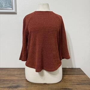 W5 Women's Medium Rust Red Textured Knit Top with Back Zipper